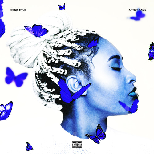 Blue Girl on Butterflies