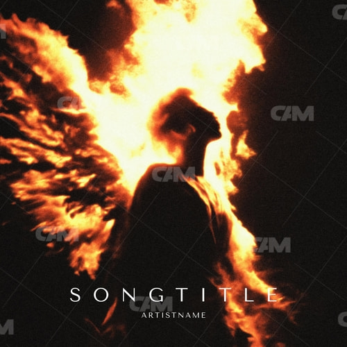 Fire Silhouette With Wings