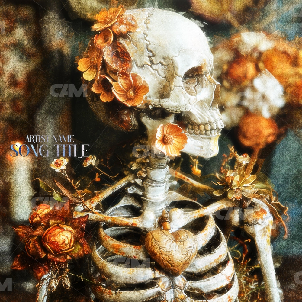 Skeleton with flowers