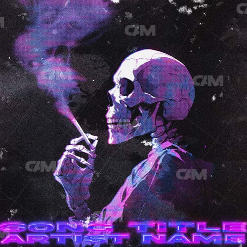 Skeleton smoking a cigarette