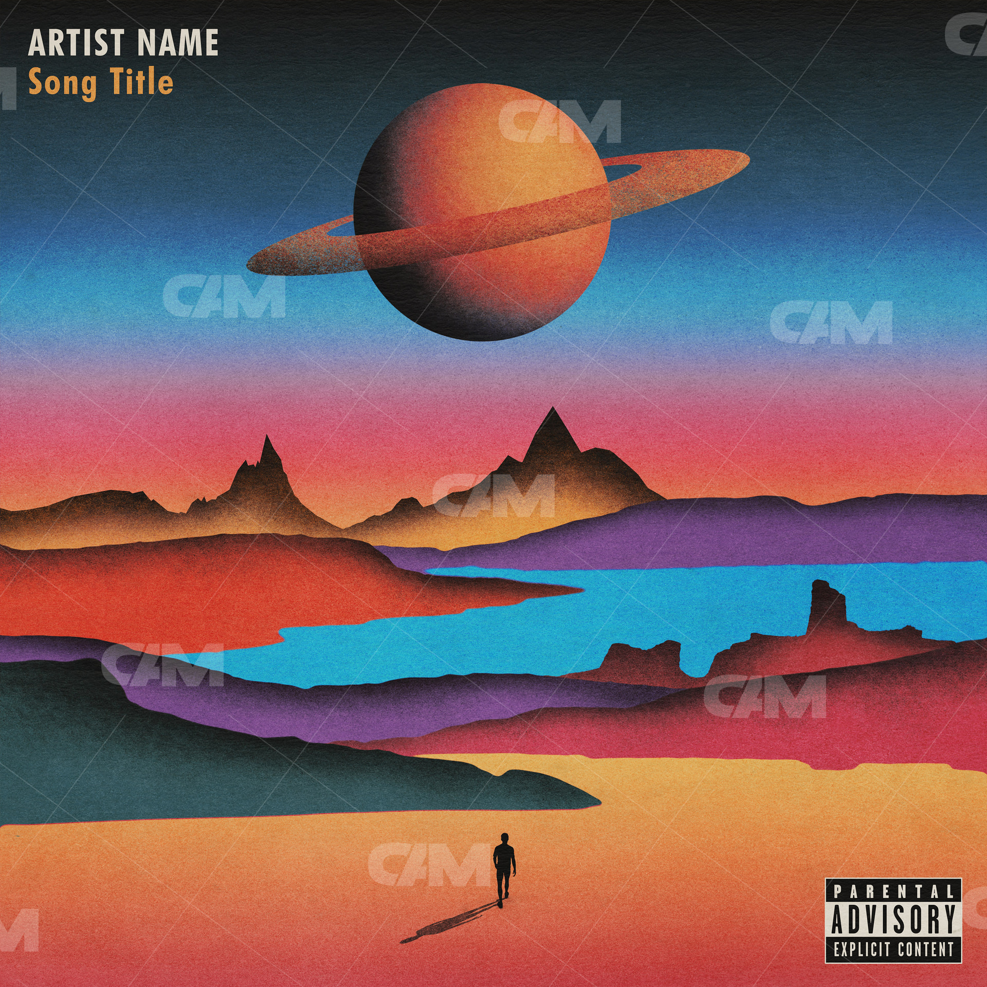 Minimalist Saturn Landscape - Cover Art Market